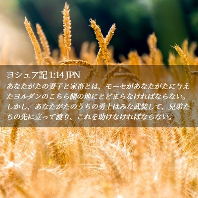 Picture 02 - ヨシュア記 1:14 JPN - あなたがたの妻子と家畜とは、モー - Bible Verse Picture
