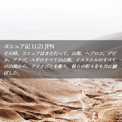 Picture 02 - ヨシュア記 11:21 JPN - その時、ヨシュアはまた行って、山 - Bible Verse Picture