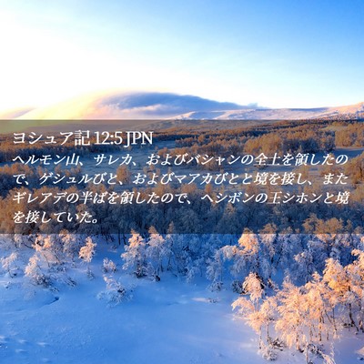 Picture 02 - ヨシュア記 12:5 JPN - ヘルモン山、サレカ、およびバシャ - Bible Verse Picture