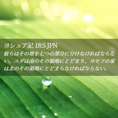 Picture 02 - ヨシュア記 18:5 JPN - 彼らはその地を七つの部分に分けな - Bible Verse Picture