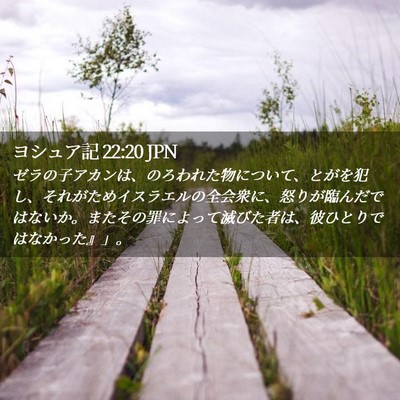 Picture 02 - ヨシュア記 22:20 JPN - ゼラの子アカンは、のろわれた物に - Bible Verse Picture