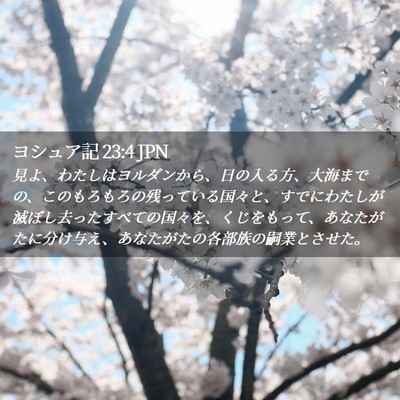 Picture 02 - ヨシュア記 23:4 JPN - 見よ、わたしはヨルダンから、日の - Bible Verse Picture