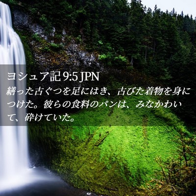 Picture 02 - ヨシュア記 9:5 JPN - 繕った古ぐつを足にはき、古びた着 - Bible Verse Picture