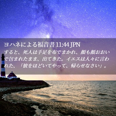 Picture 02 - ヨハネによる福音書 11:44 JPN - すると、死人は手足を布でまかれ、 - Bible Verse Picture