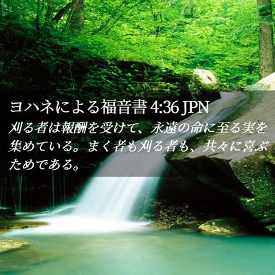 Picture 02 - ヨハネによる福音書 4:36 JPN - 刈る者は報酬を受けて、永遠の命に - Bible Verse Picture