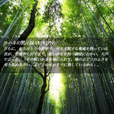 Picture 02 - ヨハネの黙示録 14:18 JPN - さらに、もうひとりの御使で、火を - Bible Verse Picture