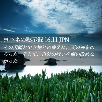 Picture 02 - ヨハネの黙示録 16:11 JPN - その苦痛とでき物とのゆえに、天の - Bible Verse Picture
