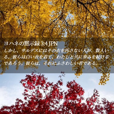 Picture 02 - ヨハネの黙示録 3:4 JPN - しかし、サルデスにはその衣を汚さ - Bible Verse Picture