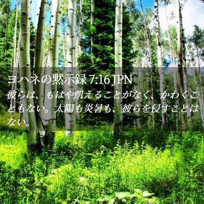 Picture 02 - ヨハネの黙示録 7:16 JPN - 彼らは、もはや飢えることがなく、 - Bible Verse Picture