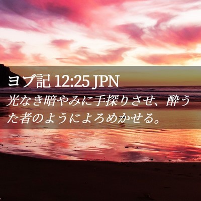Picture 02 - ヨブ記 12:25 JPN - 光なき暗やみに手探りさせ、酔うた - Bible Verse Picture