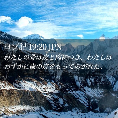Picture 02 - ヨブ記 19:20 JPN - わたしの骨は皮と肉につき、わたし - Bible Verse Picture