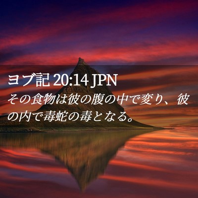 Picture 02 - ヨブ記 20:14 JPN - その食物は彼の腹の中で変り、彼の - Bible Verse Picture