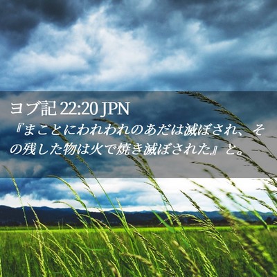 Picture 02 - ヨブ記 22:20 JPN - 『まことにわれわれのあだは滅ぼさ - Bible Verse Picture
