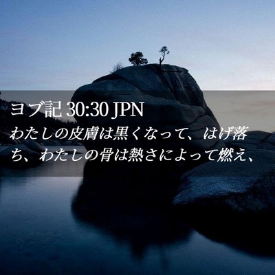 Picture 02 - ヨブ記 30:30 JPN - わたしの皮膚は黒くなって、はげ落 - Bible Verse Picture