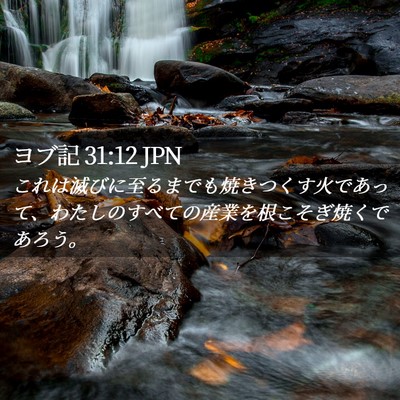 Picture 02 - ヨブ記 31:12 JPN - これは滅びに至るまでも焼きつくす - Bible Verse Picture