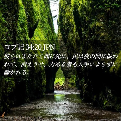 Picture 02 - ヨブ記 34:20 JPN - 彼らはまたたく間に死に、民は夜の - Bible Verse Picture