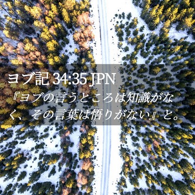 Picture 02 - ヨブ記 34:35 JPN - 『ヨブの言うところは知識がなく、 - Bible Verse Picture