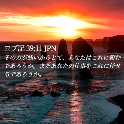 Picture 02 - ヨブ記 39:11 JPN - その力が強いからとて、あなたはこ - Bible Verse Picture
