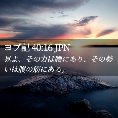 Picture 02 - ヨブ記 40:16 JPN - 見よ、その力は腰にあり、その勢い - Bible Verse Picture