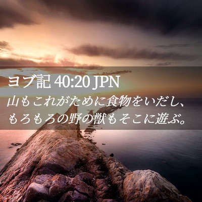 Picture 02 - ヨブ記 40:20 JPN - 山もこれがために食物をいだし、も - Bible Verse Picture