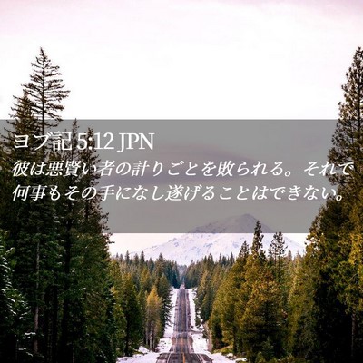 Picture 02 - ヨブ記 5:12 JPN - 彼は悪賢い者の計りごとを敗られる - Bible Verse Picture