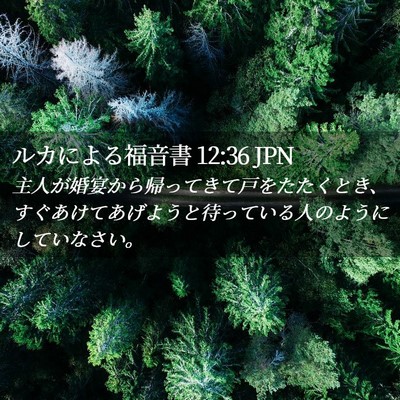 Picture 02 - ルカによる福音書 12:36 JPN - 主人が婚宴から帰ってきて戸をたた - Bible Verse Picture
