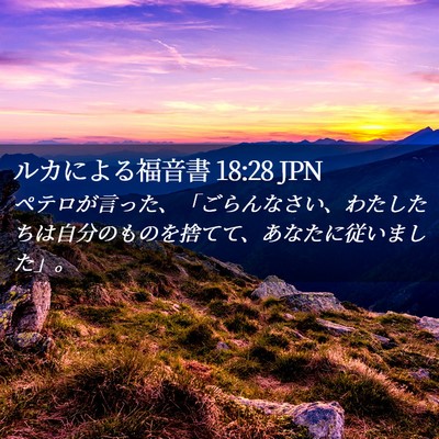 Picture 02 - ルカによる福音書 18:28 JPN - ペテロが言った、「ごらんなさい、 - Bible Verse Picture