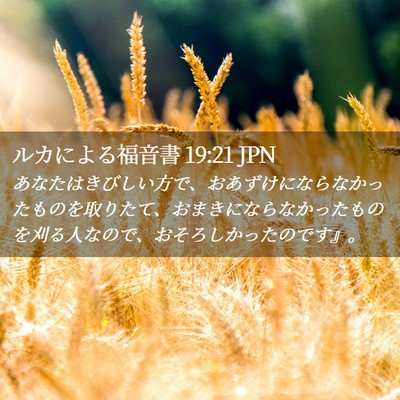 Picture 02 - ルカによる福音書 19:21 JPN - あなたはきびしい方で、おあずけに - Bible Verse Picture