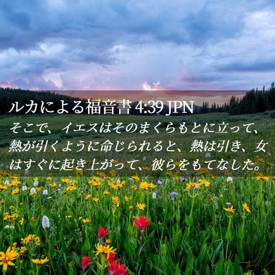 Picture 02 - ルカによる福音書 4:39 JPN - そこで、イエスはそのまくらもとに - Bible Verse Picture