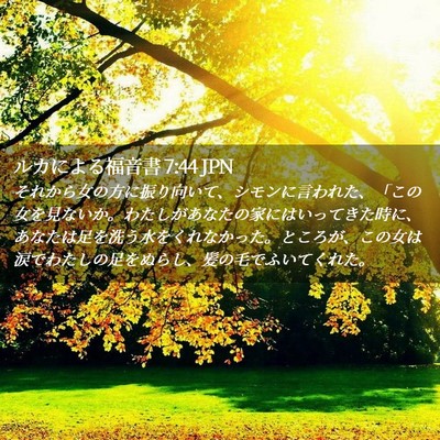 Picture 02 - ルカによる福音書 7:44 JPN - それから女の方に振り向いて、シモ - Bible Verse Picture