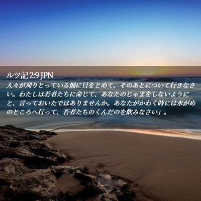 Picture 02 - ルツ記 2:9 JPN - 人々が刈りとっている畑に目をとめ - Bible Verse Picture