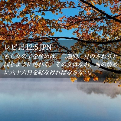 Picture 02 - レビ記 12:5 JPN - もし女の子を産めば、二週間、月の - Bible Verse Picture