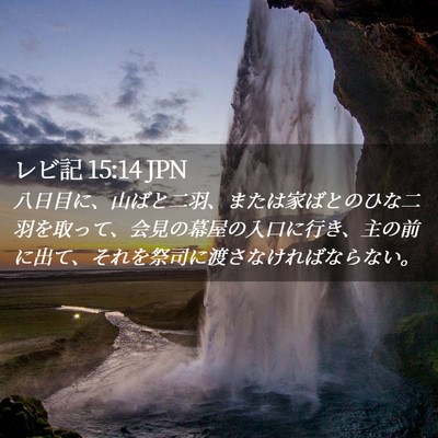 Picture 02 - レビ記 15:14 JPN - 八日目に、山ばと二羽、または家ば - Bible Verse Picture