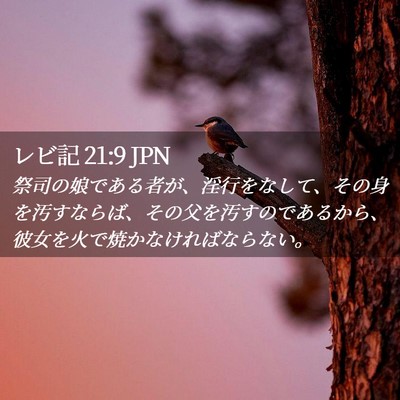 Picture 02 - レビ記 21:9 JPN - 祭司の娘である者が、淫行をなして - Bible Verse Picture