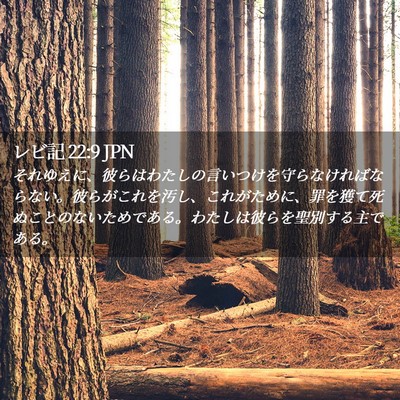 Picture 02 - レビ記 22:9 JPN - それゆえに、彼らはわたしの言いつ - Bible Verse Picture