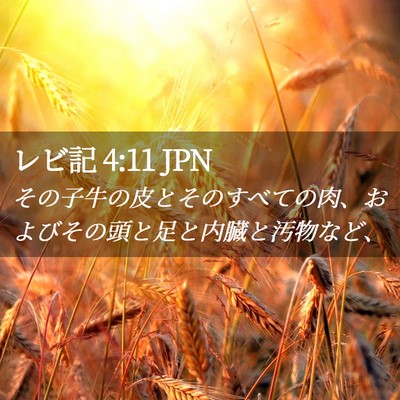 Picture 02 - レビ記 4:11 JPN - その子牛の皮とそのすべての肉、お - Bible Verse Picture
