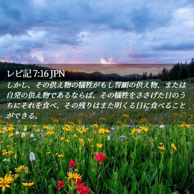 Picture 02 - レビ記 7:16 JPN - しかし、その供え物の犠牲がもし誓 - Bible Verse Picture