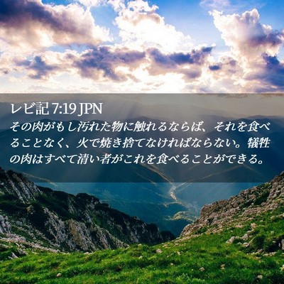 Picture 02 - レビ記 7:19 JPN - その肉がもし汚れた物に触れるなら - Bible Verse Picture