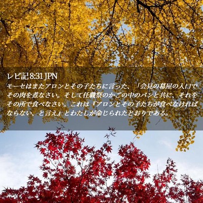 Picture 02 - レビ記 8:31 JPN - モーセはまたアロンとその子たちに - Bible Verse Picture