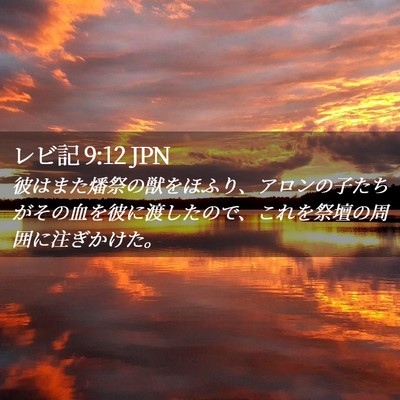 Picture 02 - レビ記 9:12 JPN - 彼はまた燔祭の獣をほふり、アロン - Bible Verse Picture