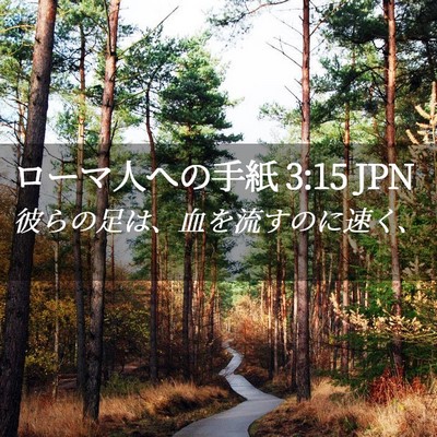 Picture 02 - ローマ人への手紙 3:15 JPN - 彼らの足は、血を流すのに速く、 - Bible Verse Picture