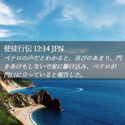 Picture 02 - 使徒行伝 12:14 JPN - ペテロの声だとわかると、喜びのあ - Bible Verse Picture