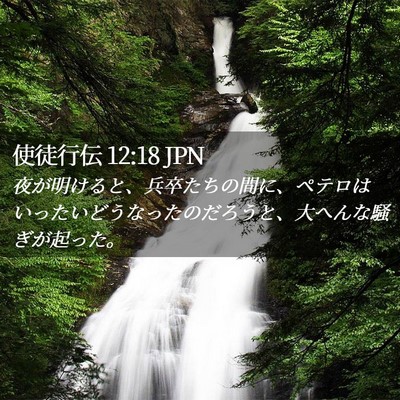 Picture 02 - 使徒行伝 12:18 JPN - 夜が明けると、兵卒たちの間に、ペ - Bible Verse Picture