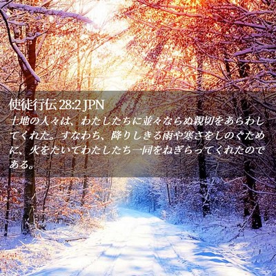 Picture 02 - 使徒行伝 28:2 JPN - 土地の人々は、わたしたちに並々な - Bible Verse Picture