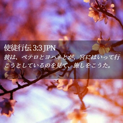 Picture 02 - 使徒行伝 3:3 JPN - 彼は、ペテロとヨハネとが、宮には - Bible Verse Picture