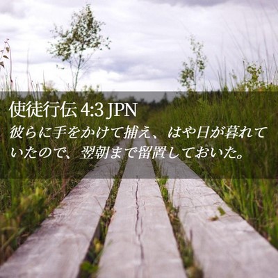 Picture 02 - 使徒行伝 4:3 JPN - 彼らに手をかけて捕え、はや日が暮 - Bible Verse Picture