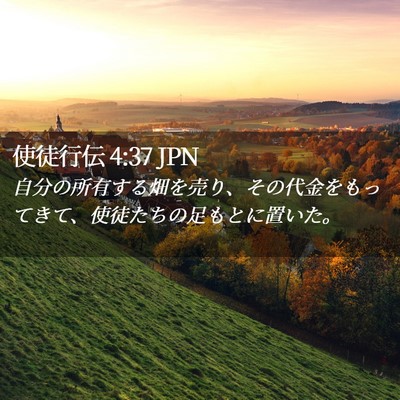 Picture 02 - 使徒行伝 4:37 JPN - 自分の所有する畑を売り、その代金 - Bible Verse Picture