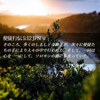 Picture 02 - 使徒行伝 5:12 JPN - そのころ、多くのしるしと奇跡とが - Bible Verse Picture