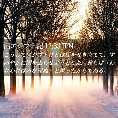 Picture 02 - 出エジプト記 12:33 JPN - こうしてエジプトびとは民をせき立 - Bible Verse Picture
