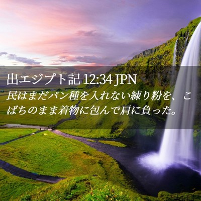 Picture 02 - 出エジプト記 12:34 JPN - 民はまだパン種を入れない練り粉を - Bible Verse Picture
